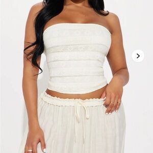 FashionNova Sweet Embrace Lace Tube Top